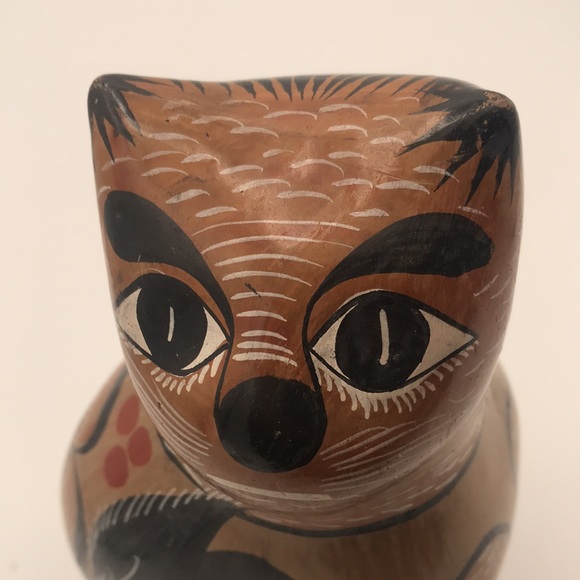 VTG Mexican Pottery Tonala Folk Art Hand Painted Cat Statue - Picture 3 of 6